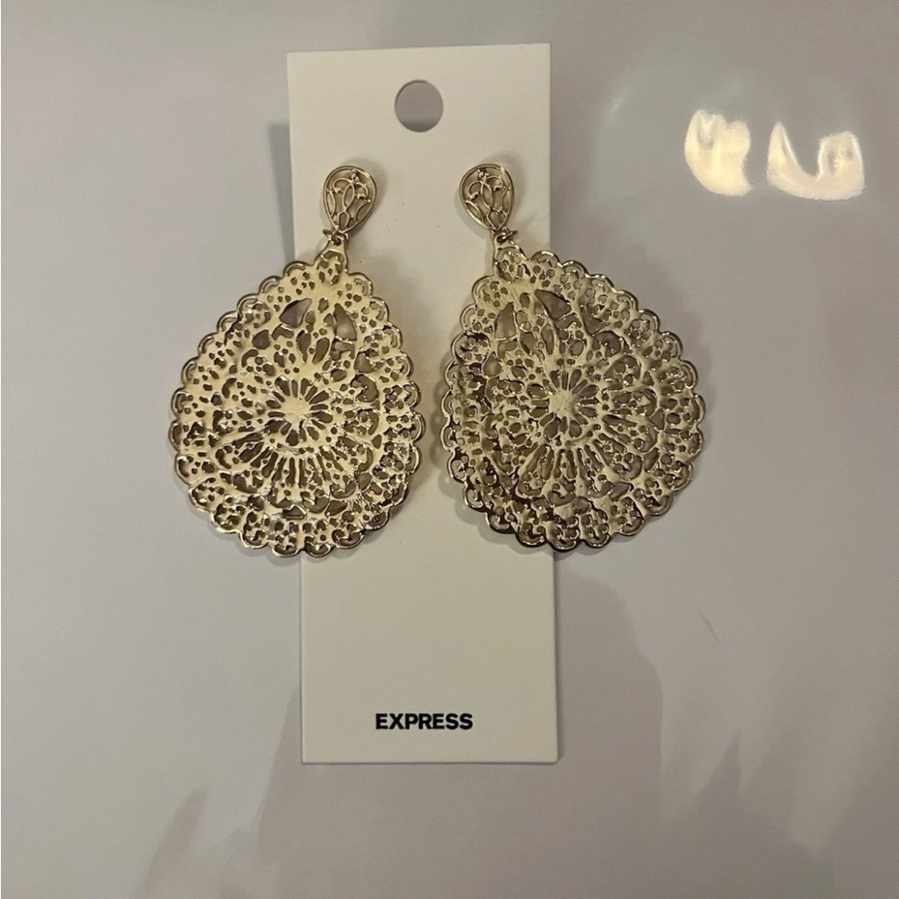 Express Gold Lace Teardrop Earrings
